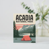 Acadia Nationalpark Camping Vintag Postkarte (Stehend Vorderseite)
