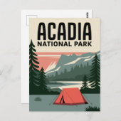 Acadia Nationalpark Camping Vintag Postkarte (Vorne/Hinten)