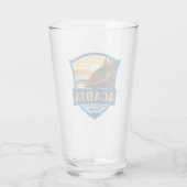 Acadia Nationalpark Illustration Retro Abzeichen Glas (Rückseite)