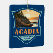 Acadia Nationalpark Illustration Retro Abzeichen Keramikornament (Rechts)