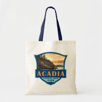 Acadia Nationalpark Illustration Retro Abzeichen