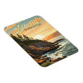 Acadia Nationalpark Illustration Retro Magnet (Rechte Seite)
