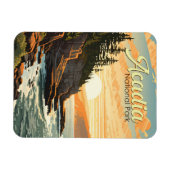 Acadia Nationalpark Illustration Retro Magnet (Horizontal)