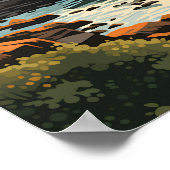 Acadia Nationalpark Illustration Retro Poster (Ecke)