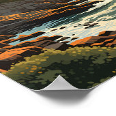 Acadia Nationalpark Illustration Retro Poster (Ecke)