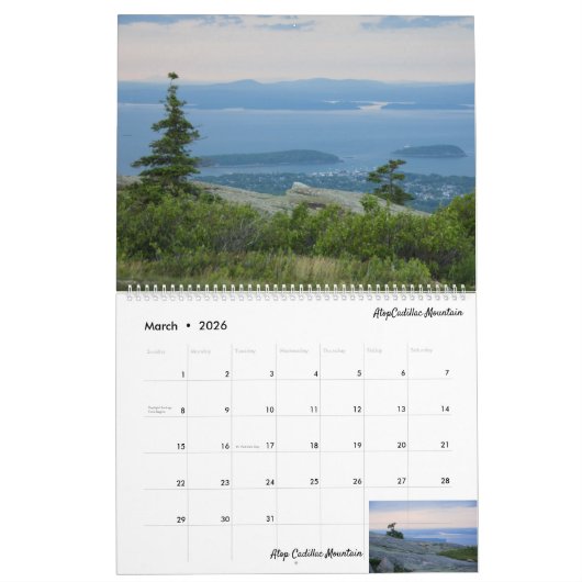 Acadia Nationalpark Kalender (Mär 2026)