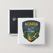 Acadia Nationalpark Landschaftsemblem Button (Vorne & Hinten)