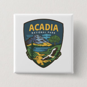 Acadia Nationalpark Landschaftsemblem Button