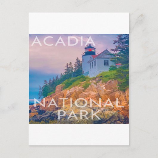 Acadia Nationalpark Maine Bass Harbour Lighthouse Postkarte (Vorderseite)