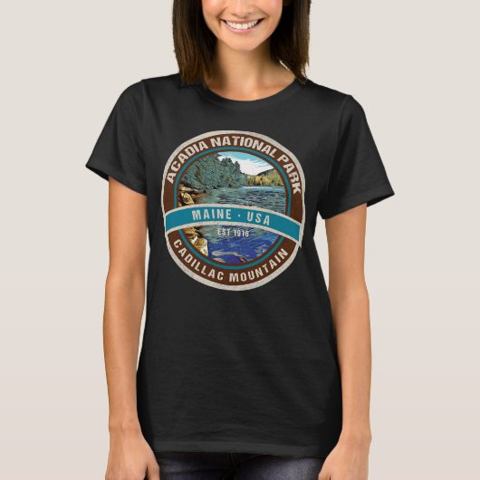 Acadia Nationalpark Maine Cadillac T-Shirt (Vorderseite)
