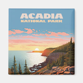 Acadia Nationalpark Maine Coast Retro Magnet