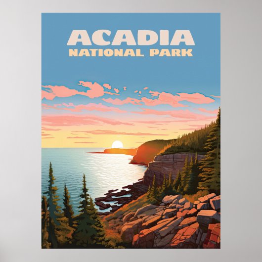 Acadia Nationalpark Maine Coast Retro Poster (Vorne)