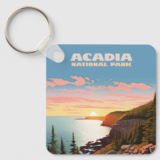 Acadia Nationalpark Maine Coast Retro Schlüsselanhänger (Vorderseite)