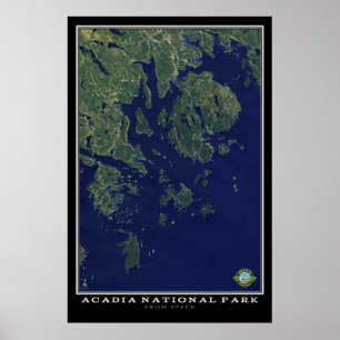 Acadia Nationalpark Maine from Space Satellite Poster