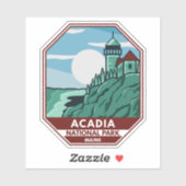 Acadia Nationalpark Maine Leuchtturm Retro Emblem Aufkleber (Blatt)