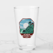 Acadia Nationalpark Maine Leuchtturm Retro Emblem Glas (Vorderseite)