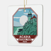 Acadia Nationalpark Maine Leuchtturm Retro Emblem Keramikornament (Links)