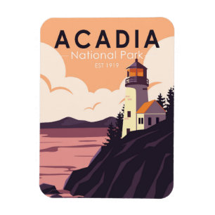 Acadia Nationalpark Maine Leuchtturm Vintage Magnet