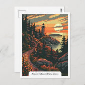 Acadia Nationalpark, Maine Lighthouse Travel Postkarte (Vorne/Hinten)