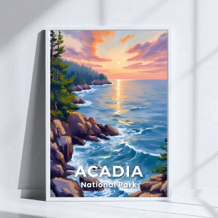 Acadia Nationalpark Maine Malerei Art Poster