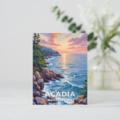 Acadia Nationalpark | Maine Malerei Art Postkarte (Stehend Vorderseite)