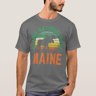 Acadia Nationalpark Maine Moose Wandern Retro Sonn T-Shirt