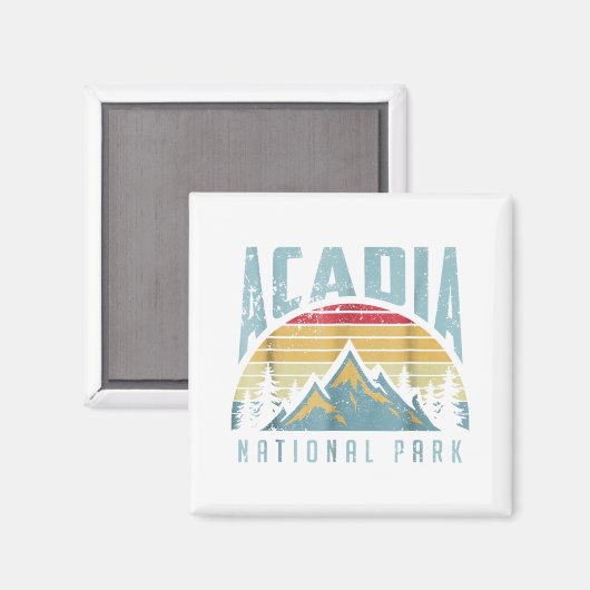 Acadia Nationalpark Maine Mountains Retro T Shirt Magnet (Vorderseite/Rückseite)