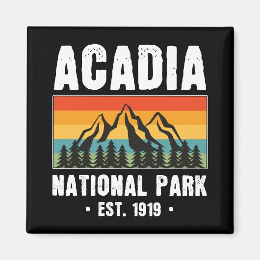 Acadia Nationalpark, Maine Retro Vintag Magnet (Vorne)