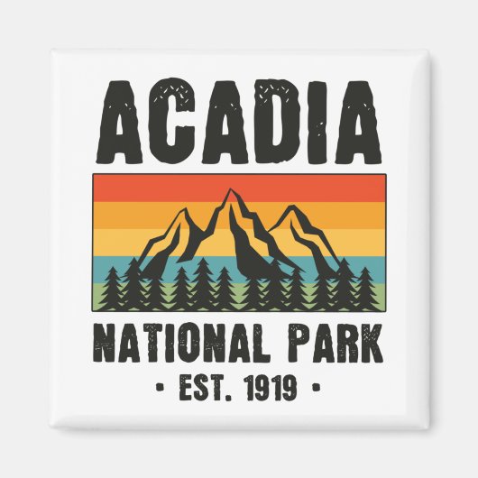 Acadia Nationalpark, Maine Retro Vintag Magnet (Vorne)