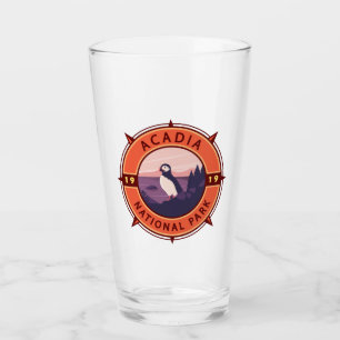 Acadia Nationalpark Puffin Retro Kompass Emblem Glas