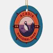 Acadia Nationalpark Puffin Retro Kompass Emblem Keramik Ornament (Rechts)
