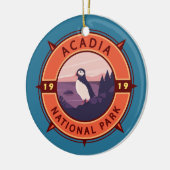 Acadia Nationalpark Puffin Retro Kompass Emblem Keramik Ornament (Links)