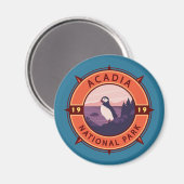 Acadia Nationalpark Puffin Retro Kompass Emblem Magnet (Vorderseite/Rückseite)