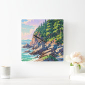 Acadia Nationalpark Quadratische Wanduhr (Zuhause)