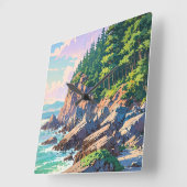 Acadia Nationalpark Quadratische Wanduhr (Winkel)