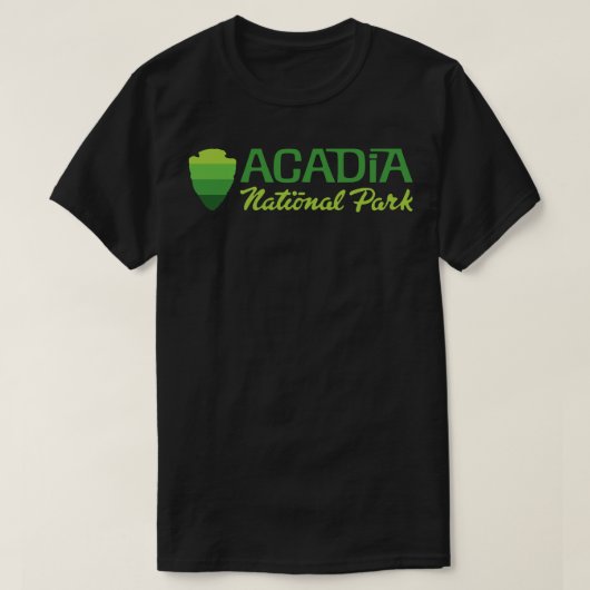 Acadia Nationalpark Retro Arrowhead Wordmark Gree T-Shirt (Design vorne)