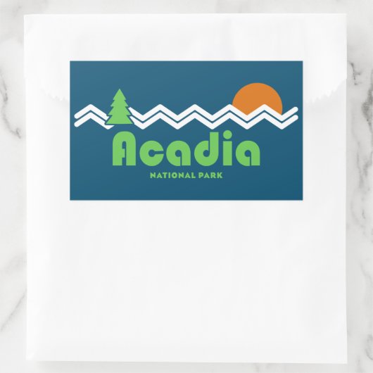 Acadia Nationalpark Retro Rechteckiger Aufkleber (Tasche)