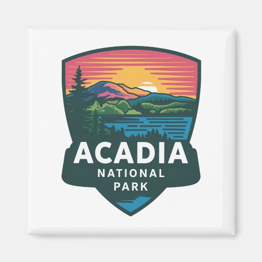 Acadia Nationalpark Sunset Abzeichen Magnet (Vorne)
