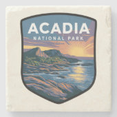Acadia Nationalpark Sunset Abzeichen Steinuntersetzer (Vorderseite)
