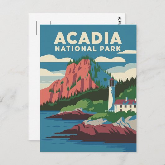 Acadia Nationalpark Vintag Lighthouse Postkarte (Vorne/Hinten)