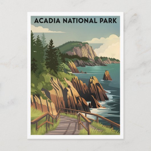 Acadia Nationalpark Vintag Postkarte (Vorderseite)