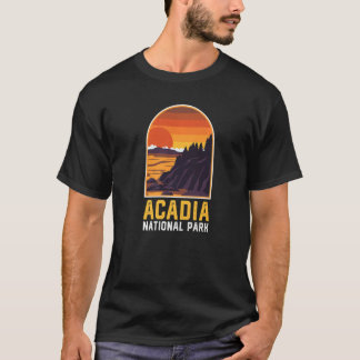Acadia Nationalpark Vintag Retro Style Sunset Gr T-Shirt