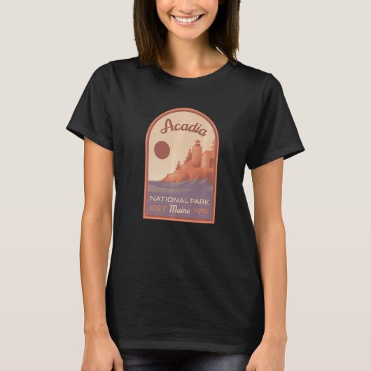 Acadia Nationalpark Vintages Abzeichen T-Shirt (Vorderseite)