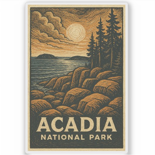 Acadia Nationalpark Vinyl Sticker (Vorderseite)