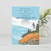 Acadia Nationalpark Wedding Einladung Retro (Stehend Vorderseite)