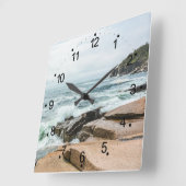 Acadia Ocean Waves Coastal Maine Square Wall Clock Quadratische Wanduhr (Winkel)