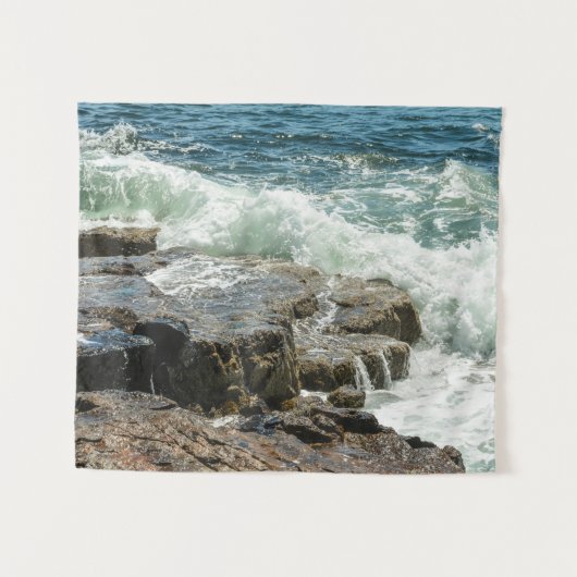 Acadia Rocky Shoreline Maine SMALL Wandteppich (Vorderseite (Horizontal))