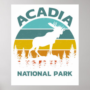 Acadia Vintage Elch Nationalpark Poster