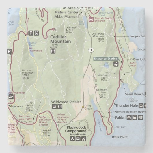 Acadiakarten-Untersetzer Steinuntersetzer (Vorderseite)