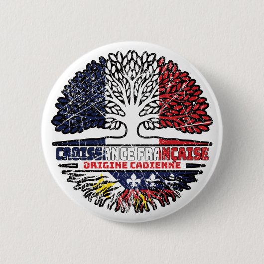 Acadian Cajun French France Tree Roots Flag Button (Vorderseite)